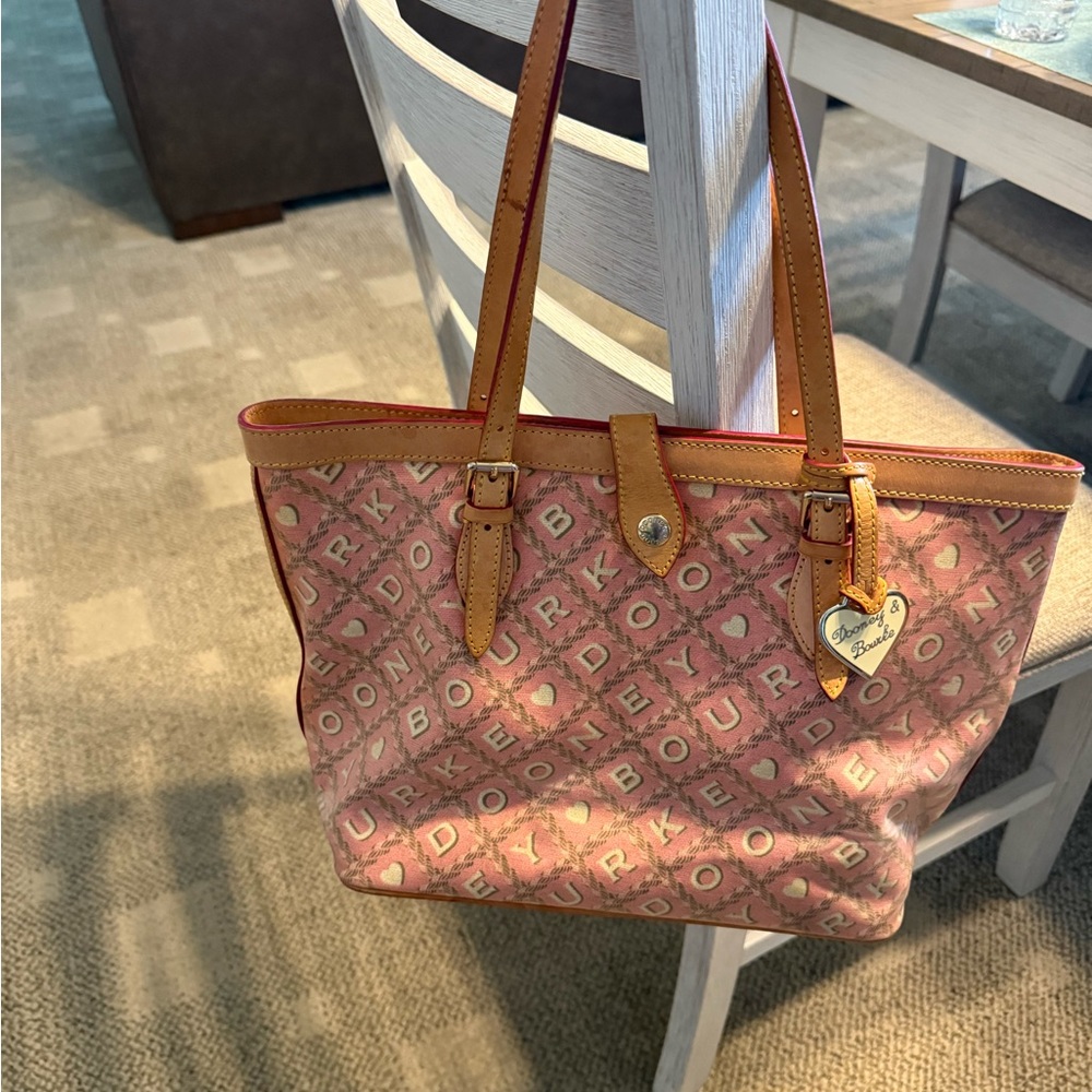 Dooney & Bourke Pink and Brown Geometric Tote